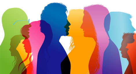 Coloured silhouttes of people